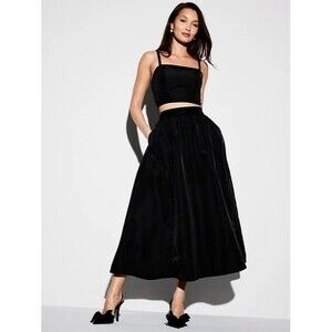 NWOT The Occasion by Old Navy High-Waisted Taffeta Midi Skirt Petite XS
